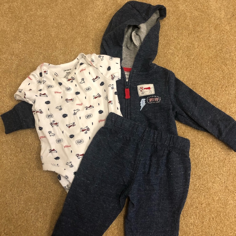 Baby Boy Dog Hoodie Outfit, Size 3-6 Months